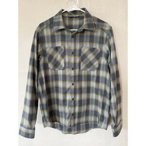SITKA Gear Riser Blue Gray Plaid Flannel Polyester Long Sleeve Work Shirt Medium